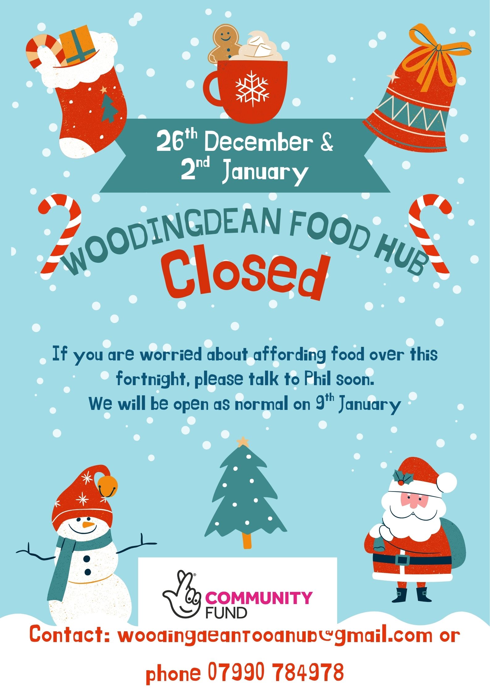 Blue and Red Playful Illustrated Christmas Market Poster